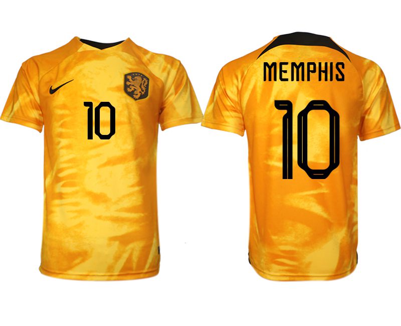 Men 2022 World Cup National Team Netherlands home aaa version yellow #10 Soccer Jerseys->youth soccer jersey->Youth Jersey